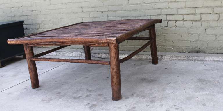 Midwestern Rustic Twig and Bark Coffee Table 1
