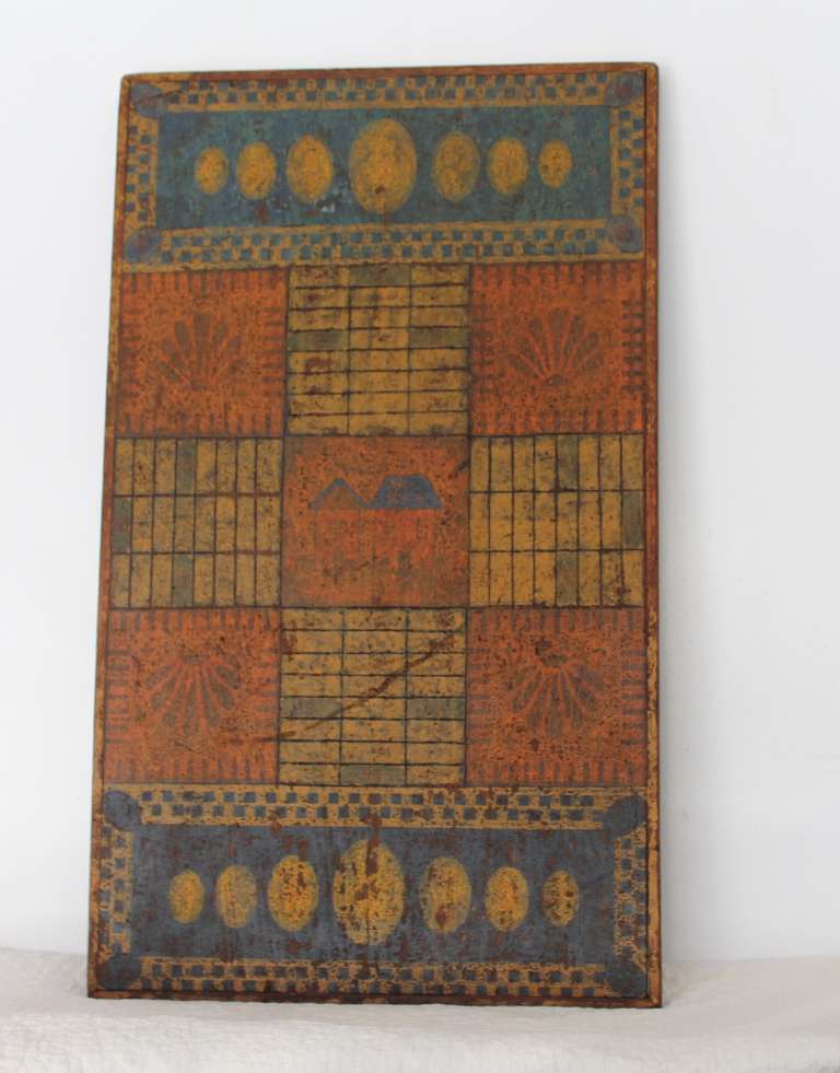19th Century Extremely Rare 19th c. Original Painted Gameboard