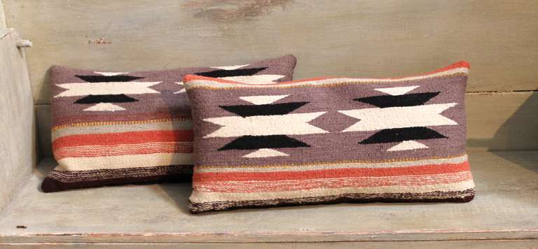 Pair of Squash Blossom Woven Navajo Pillows