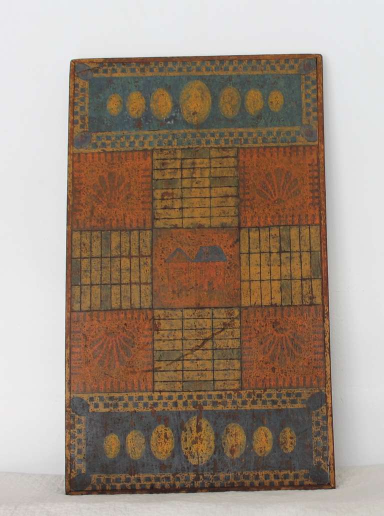 Extremely Rare 19th c. Original Painted Gameboard 3