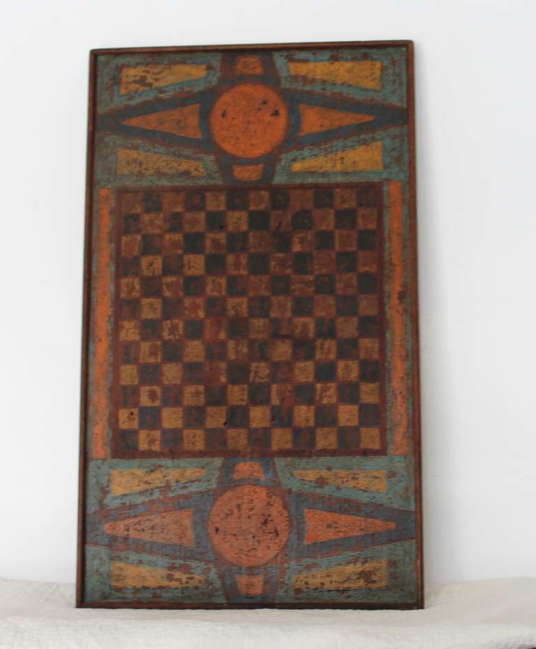 Canadian Extremely Rare 19th c. Original Painted Gameboard