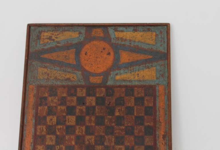 Extremely Rare 19th c. Original Painted Gameboard In Excellent Condition In Los Angeles, CA