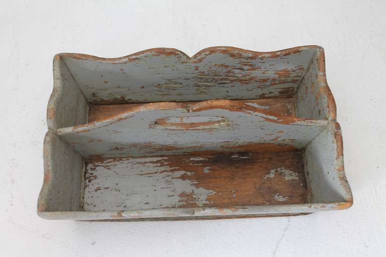 Pine Late - 19th Century Original Painted Cutlery Tray