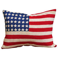 48 Star Folky Hand Crocheted Flag Pillow