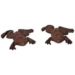 Pair of Cast Iron Frog Sculptures