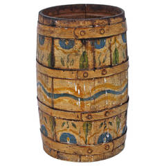Antique 19th Century Original Paint Decorated Tabletop  Sugar Barrel