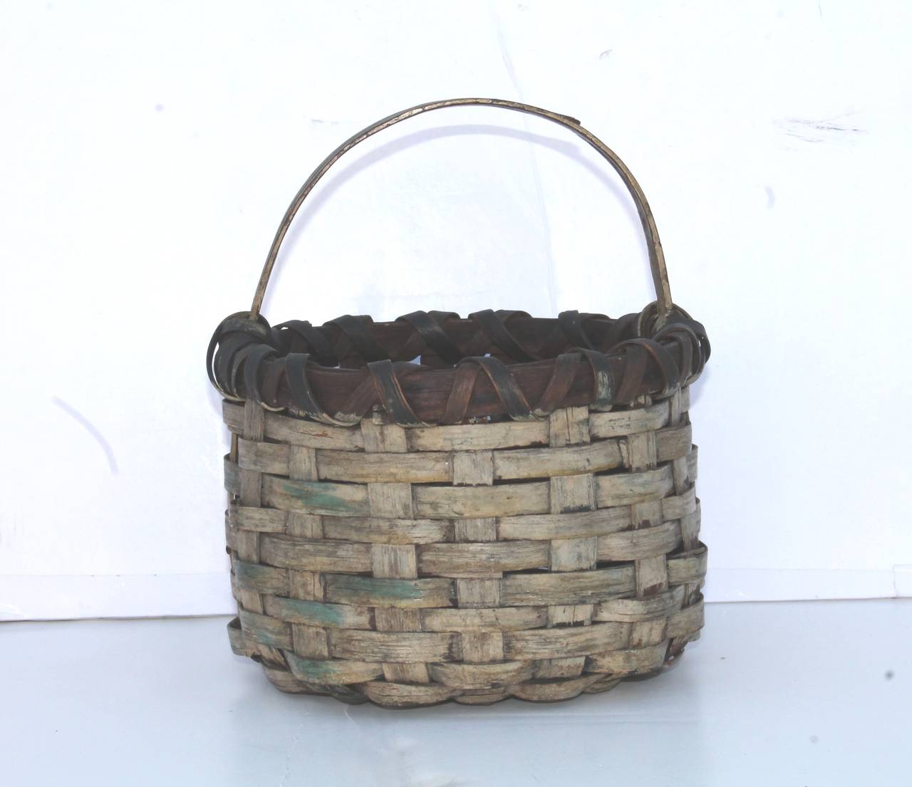 Country 19th Century Original Painted Small Basket
