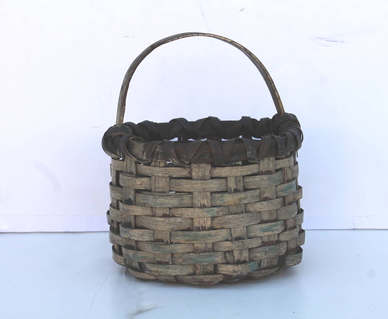 American 19th Century Original Painted Small Basket