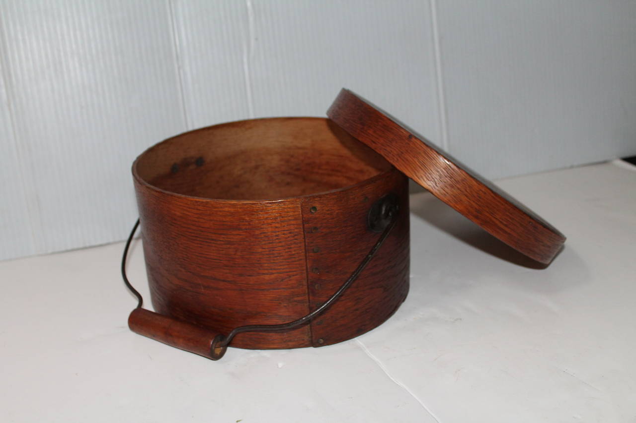 Patinated 19th Century Natural Surface Bail Handled Pantry Box