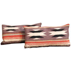 Vintage Pair of Squash Blossom Woven Navajo Pillows