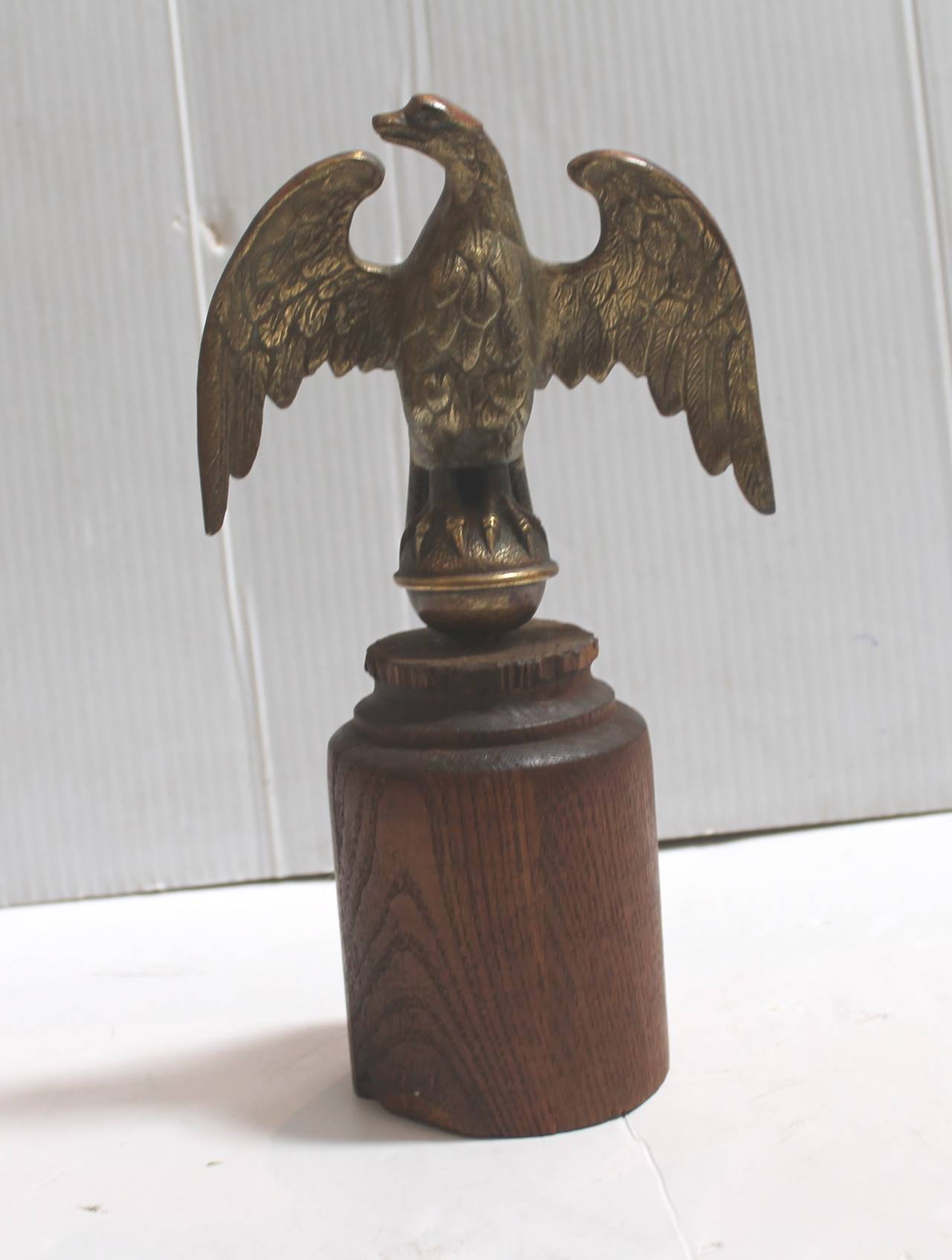 19th Century Brass Eagle Mounted on Wood Plank