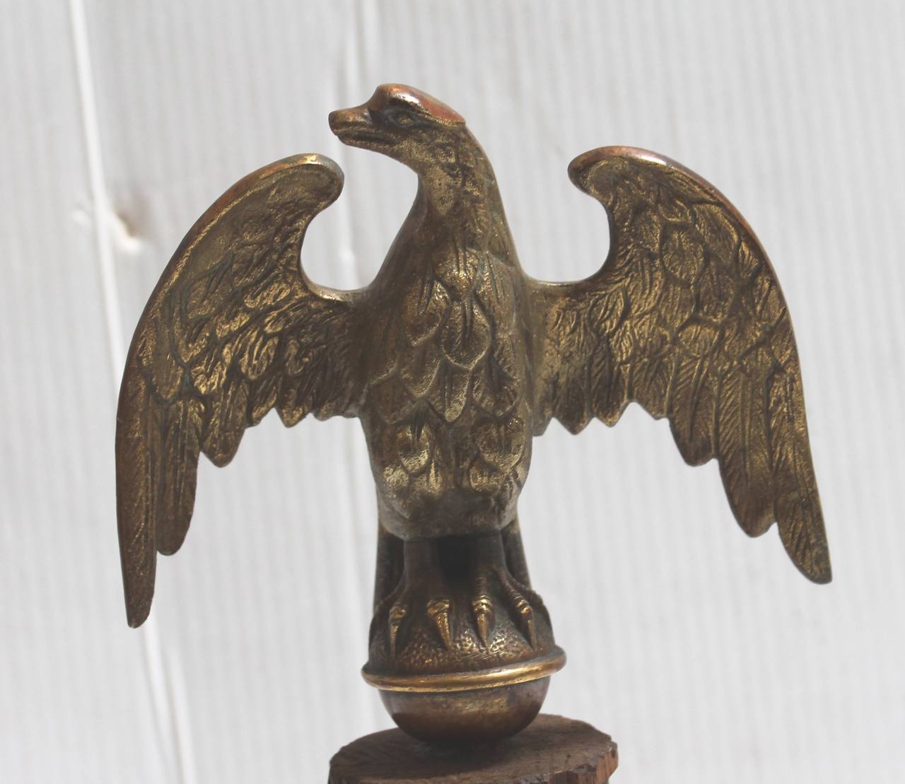 Adirondack 19th Century Brass Eagle Mounted on Wood Plank