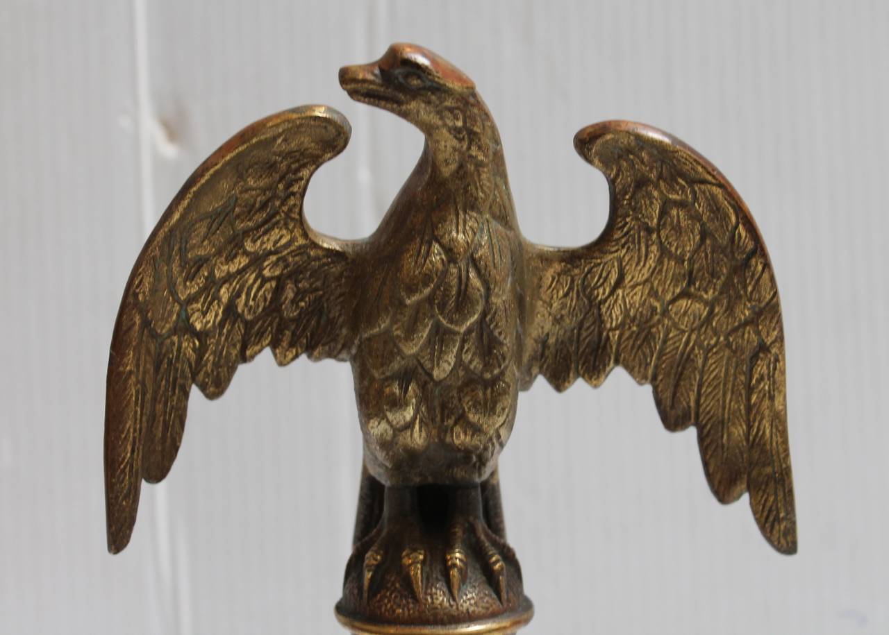 American 19th Century Brass Eagle Mounted on Wood Plank