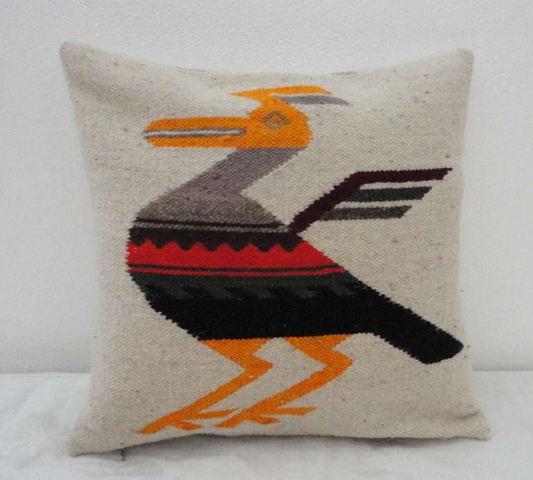 Navajo Indian  Weaving Colorful Roadunner  Pillow lll