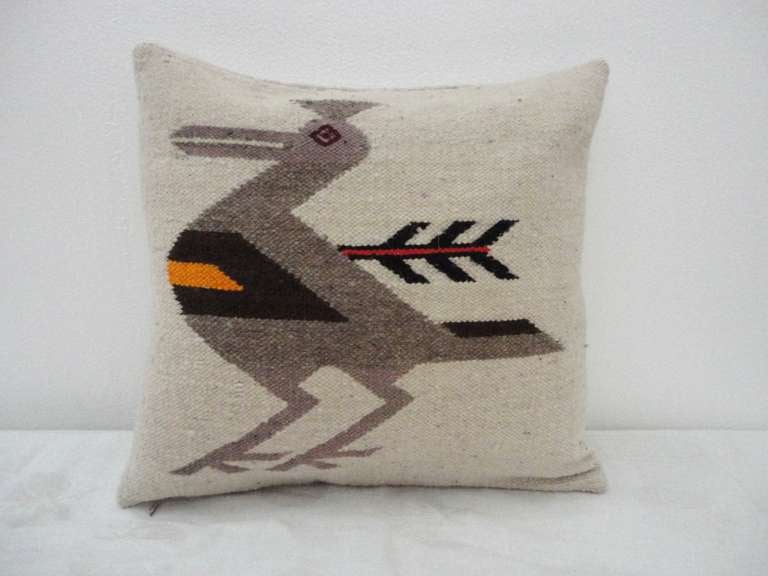 Navajo Indian Weaving Road Runner Pillow lll