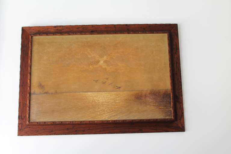 Other Ducks in Flight Original Wood Framed Oil Painting