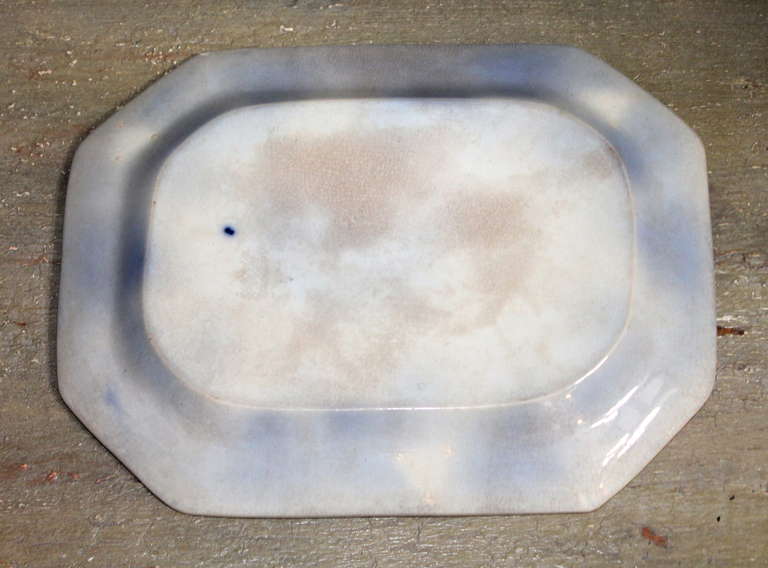 British Early 19th Century Flow Blue Octaganol Serving Platter