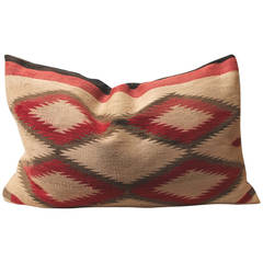 20th Century Early Navajo Indian Weaving Muted Eye Dazzler Pillow