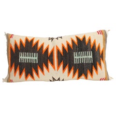 Antique Rare Double Eye Dazzler Navajo Indian Weaving Bolster Pillow