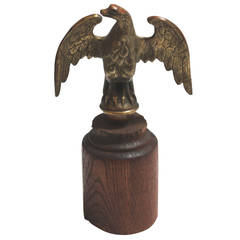 19th Century Brass Eagle Mounted on Wood Plank