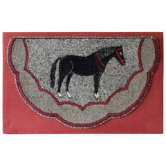 Mounted Hand-Hooked Horse Rug from Maine