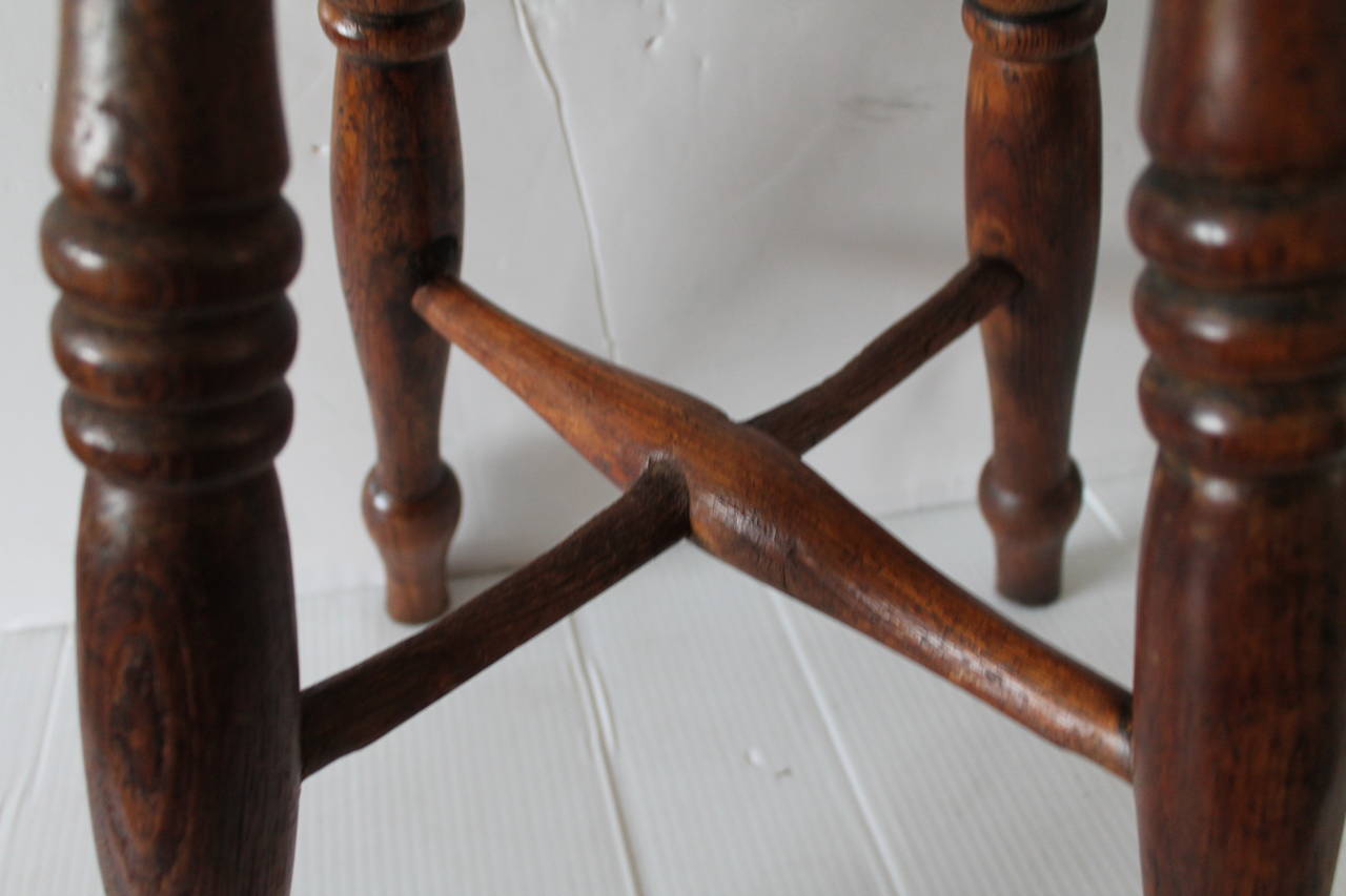 Patinated 19th Century English Walnut Stool