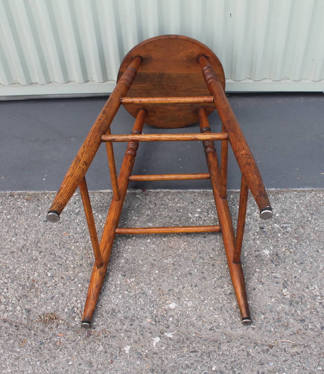 Patinated Shaker Style Weavers Stool from New England
