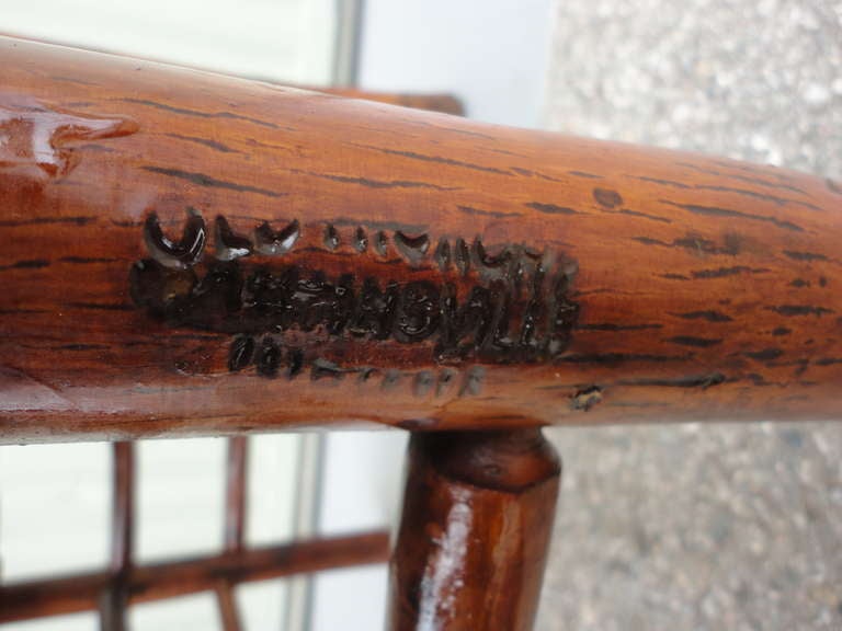 Pair of Signed Old Hickory  Barrel Back Rocker and Side Chair 1