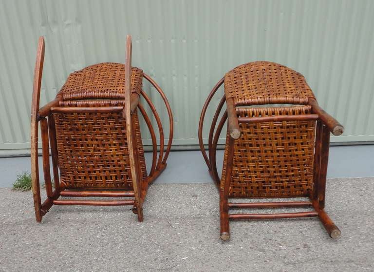 Pair of Signed Old Hickory  Barrel Back Rocker and Side Chair 3