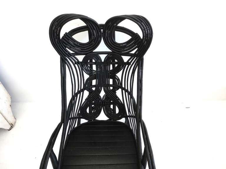 American Amazing 19th c. Original Black Painted Bentwood Rocking Chair