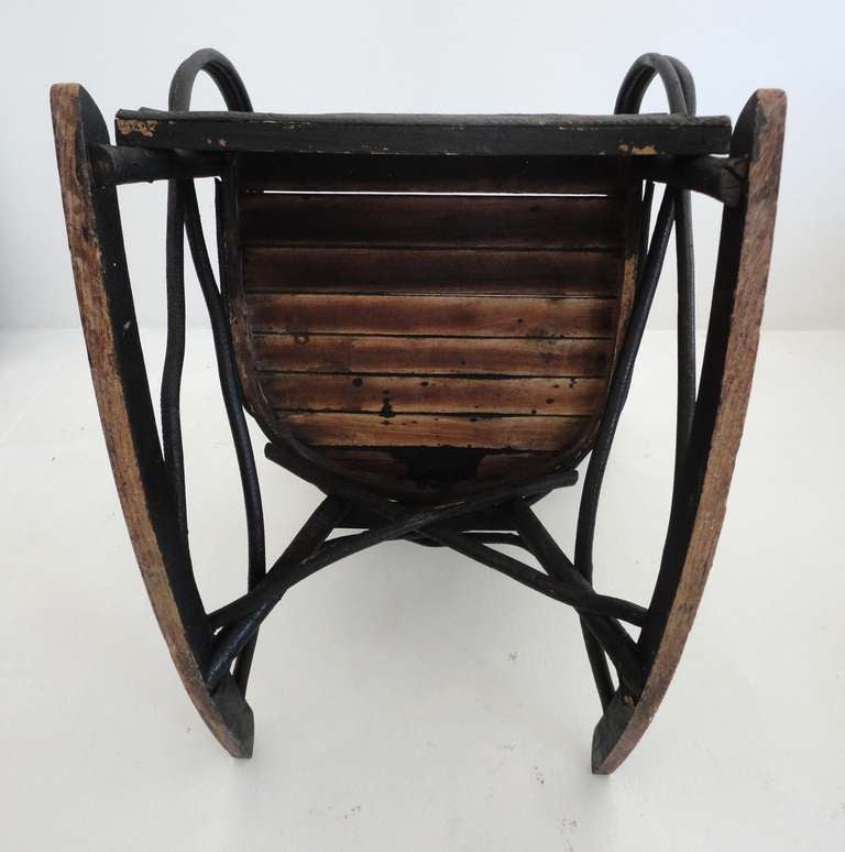 Amazing 19th c. Original Black Painted Bentwood Rocking Chair 2