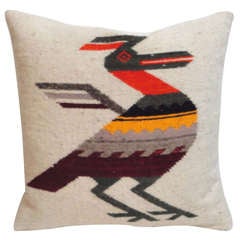 Vintage Navajo Indian Weaving Road Runner Pillow 