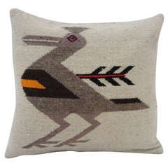 Vintage Navajo Indian Weaving Road Runner Pillow lll