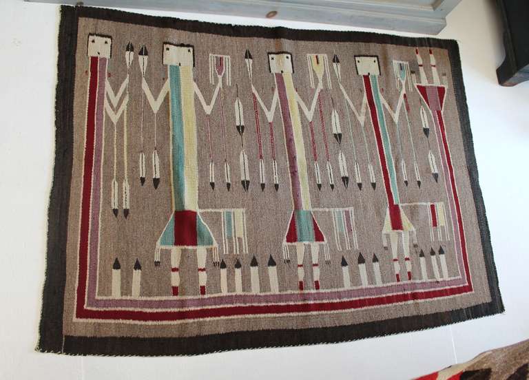 American Early Navajo Yei Weaving