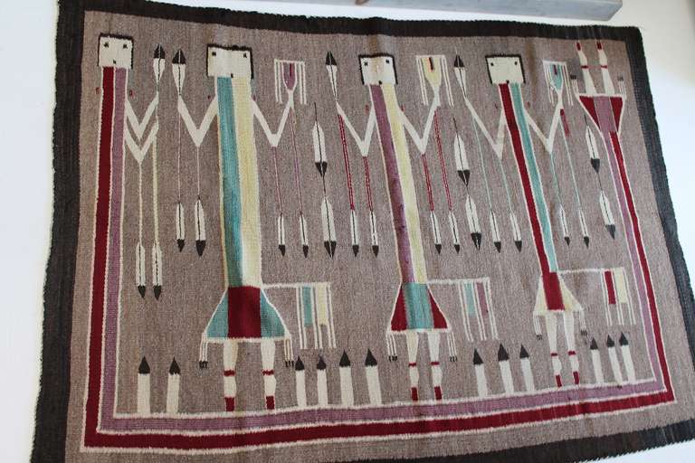 Early Navajo Yei Weaving In Excellent Condition In Los Angeles, CA