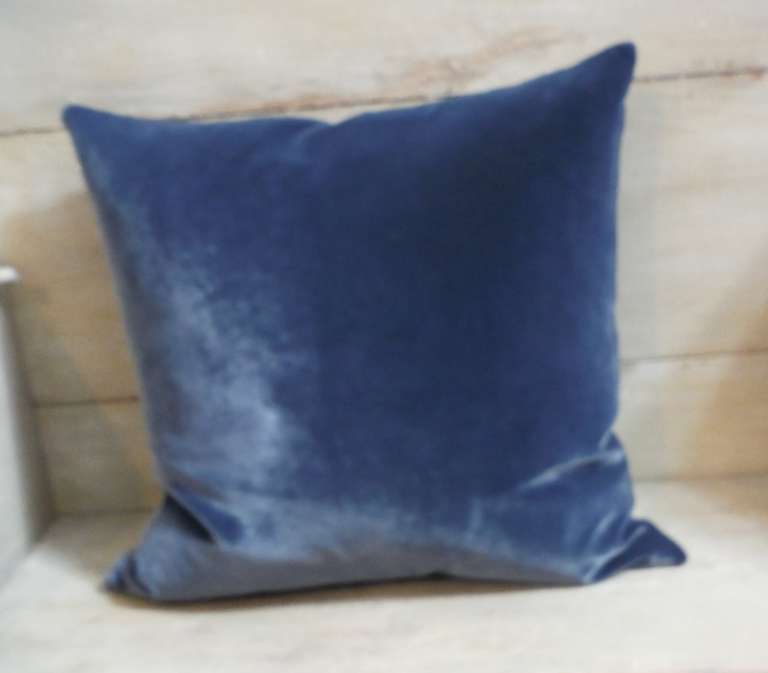 Pair of Blue Velvet Pillows at 1stdibs