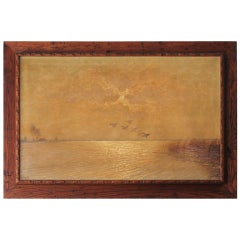 Ducks in Flight Original Wood Framed Oil Painting