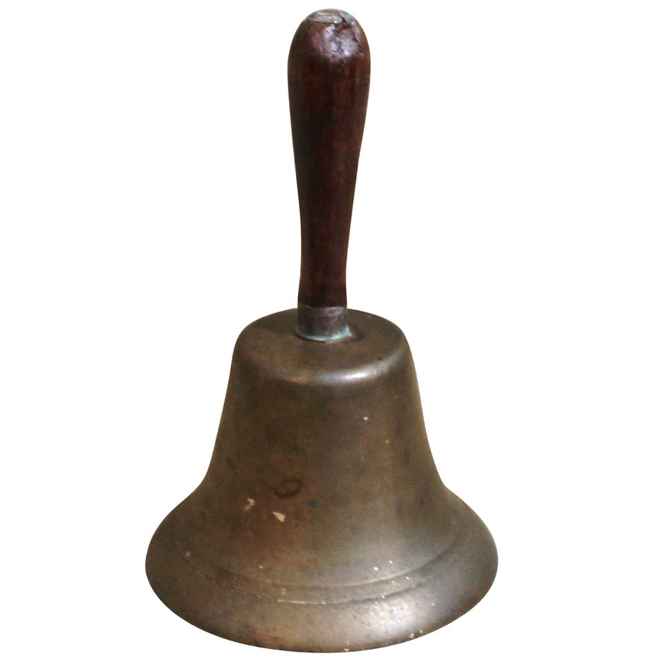 Monumental 19th Century Brass School Dinner Bell For Sale