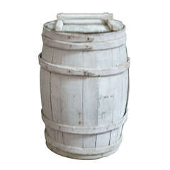Antique Rare 19th Century White Washed Feed Barrel with Lid