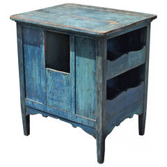 19th Century Original Blue Painted Side Table or Country Cabinet