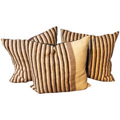 Group of Three Striped Indian Weaving Pillows