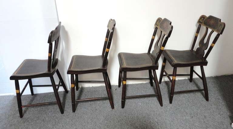 Country Fantastic 19thc Original Paint Decorated Chairs From Pennsylvania