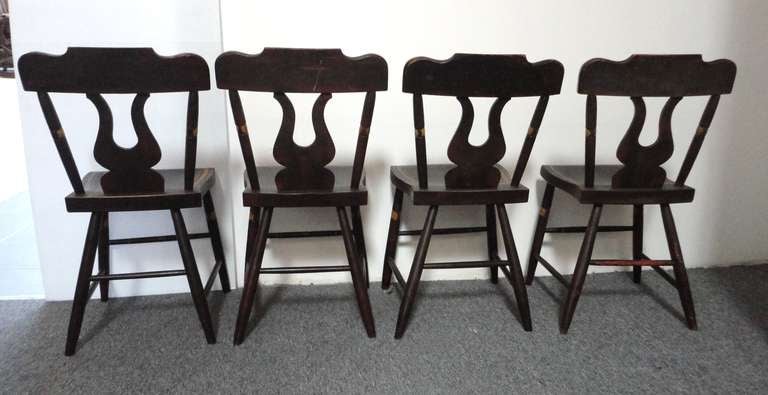 American Fantastic 19thc Original Paint Decorated Chairs From Pennsylvania