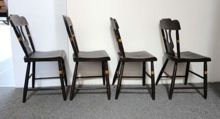 Hand-Painted Fantastic 19thc Original Paint Decorated Chairs From Pennsylvania