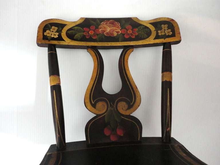 19th Century Fantastic 19thc Original Paint Decorated Chairs From Pennsylvania