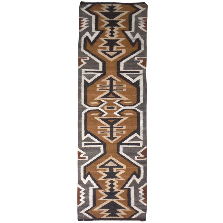 Early Wool Indian Woven Runner Rug at 1stdibs
