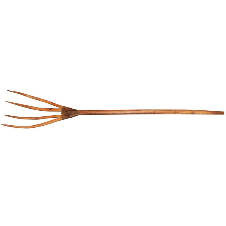Fantastic 19thc Hand Made Hay Fork From Pennsylvania For Sale at 1stdibs