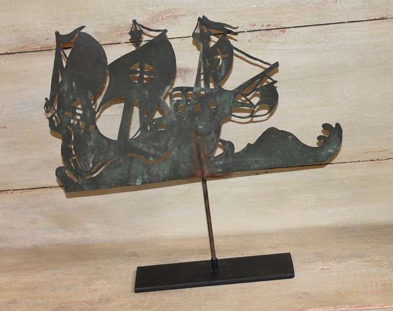 American 19th Century New England Sheet Copper Spanish Galleon Weather Vane