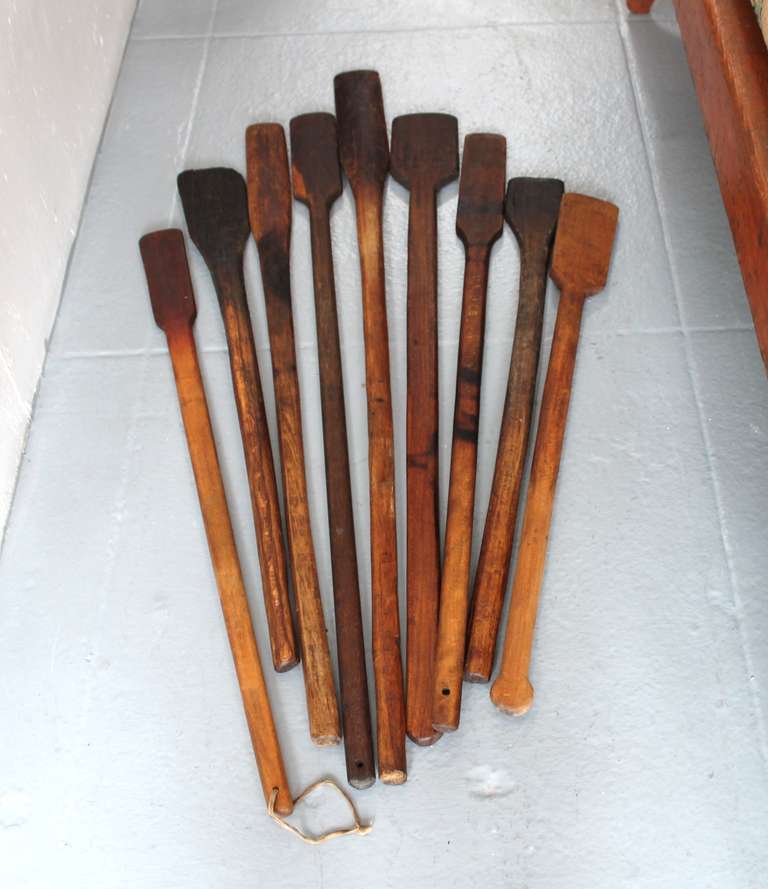 Collection of Nine  Large Wooden 19th Century Cooking Paddles/Spatulas