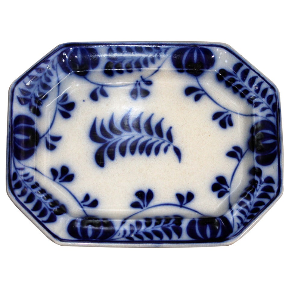 Early 19th Century Flow Blue Octaganol Serving Platter